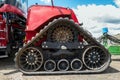 Detail of a track wheel assembly on a Case IH Steiger JTI 620 Quadtrac tractor near Wilcox, Washington - May 4, 2021