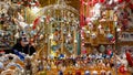 Detail of traditional Christmas Market, Marche de Noel city in the main square of Mulhouse, Alsace