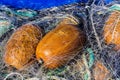 Detail of a traditional fishing net outdoors Royalty Free Stock Photo