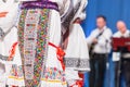 Detail of traditional folkloric costume of Romanian dancers perform a folk dance. Folklore of Romania Royalty Free Stock Photo