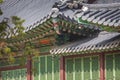 Detail of Traditional Korean Roof, Colourful Decorated Ornament Royalty Free Stock Photo