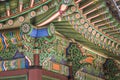 Detail of Traditional Korean Roof, Colourful Decorated Ornament Royalty Free Stock Photo