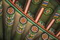 Detail of Traditional Korean Roof, Colourful Decorated Ornament Royalty Free Stock Photo