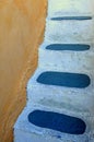 Detail of traditional steps in Oia, Santorini island, Greece