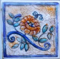 Detail of the traditional tiles from facade of old house . Spain Royalty Free Stock Photo