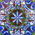 Detail of the traditional tiles from facade of old house in Valencia, Spain Royalty Free Stock Photo