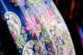 Detail of the traditional Valencian dresses of fallera woman Royalty Free Stock Photo