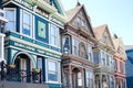 Detail of traditional Victorian style houses at Haight-Ashbury Neighborhood in San Francisco