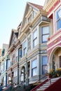 Detail of traditional Victorian style houses at Haight-Ashbury Neighborhood in San Francisco