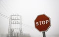 Stop sign with fog Royalty Free Stock Photo