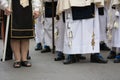 detail of the trditional dresses of christian confraternity members Royalty Free Stock Photo