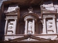 Detail of the Treasury excavated in the mountain in Petra, Jordan Royalty Free Stock Photo