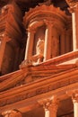 Detail of the Treasury at Petra the ancient City Al Khazneh in Royalty Free Stock Photo