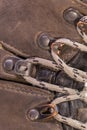 Detail of trekking shoes hook and loop.