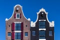 Detail of two Dutch canal houses in Amsterdam