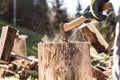 Detail of two flying pieces of wood