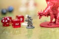 Detail of two miniatures on the battlefield of the role-playing game of dungeons and dragons Royalty Free Stock Photo