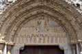 Detail of the tympanum of Santa Maria la Real, Sanguesa, Navarra, Spain Royalty Free Stock Photo
