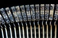 Detail on typefaces of an old typewriter Royalty Free Stock Photo