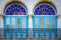 Detail of typical colonial balcony and windows in Havana old town, Cuba Royalty Free Stock Photo