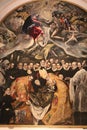 Detail of typical metal plate with the imitation of El Greco paint - The burial of Count Orgas. Toledo, Spain
