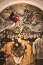 Detail of typical metal plate with the imitation of El Greco paint - The burial of Count Orgas. Toledo, Spain