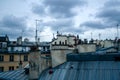 Detail of typical Paris rooftops during a cloudy afternoon of autumn, in France Royalty Free Stock Photo