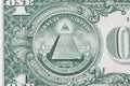 Detail of the U.S. one-dollar bill with Annuit coeptis Royalty Free Stock Photo