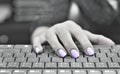 Ultra violet colored nails typewriting
