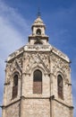 Detail of the upper part of the Miguelete or Micalet of the cathedral of Valencia Royalty Free Stock Photo