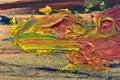 Detail of the colors of an oil painting palette