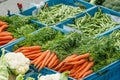 Detail of various vegetable items on farmer market