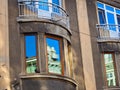 Detail of Varna Building With Reflections in Windows, Bulgaria