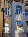 Detail of Varna Building With Reflections in Windows, Bulgaria