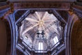 Detail of the vault of the magnificent cathedral of Santiago de Compostela with the mechanism that moves the botafumeiro. Concept Royalty Free Stock Photo