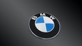 Detail of the vent of a BMW logo on grey