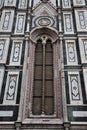 Detail, very light and elaborate, of two twin windows, of the wall of the cathedral Santa Maria del Fiore in Florence. Royalty Free Stock Photo