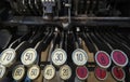 Close up of cent keys on an old cash register Royalty Free Stock Photo