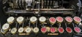 Close up of keys on an old cash register in 1921