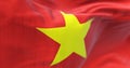 Close up view of the Vietnam national flag waving in the wind
