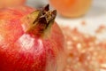 Detail view of bottom side of a pomegranate fruit