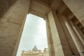 Detail view of the buildings in St. Peter`s Square in the Vatica