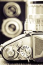 Detail view of classic camera dials with nice bokeh background