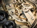 Detail view of the clockwork of an old pocket watch Royalty Free Stock Photo