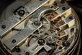 Detail view of the clockwork of an old pocket watch Royalty Free Stock Photo