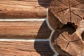 Detail of log built structure with chinking Royalty Free Stock Photo