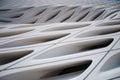Detail view of modern architecture. The Broad white building with modular windows in Los Angeles