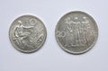 Old silver Czechoslovakia coins