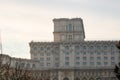 Detail view of the Palace of Parliament Palatul Parlamentului in Bucharest, capital of Romania, 2020 Royalty Free Stock Photo