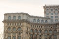 Detail view of the Palace of Parliament Palatul Parlamentului in Bucharest, capital of Romania, 2020 Royalty Free Stock Photo